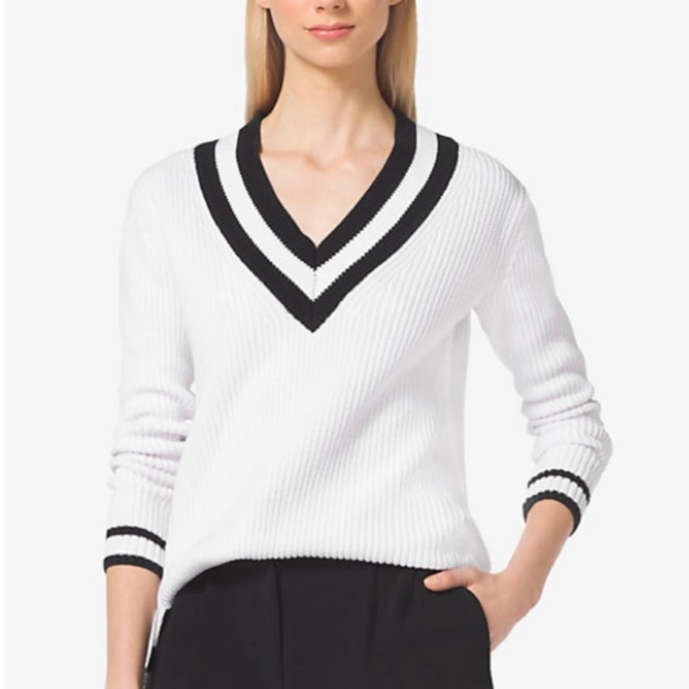Michael Kors White Vneck Sweater